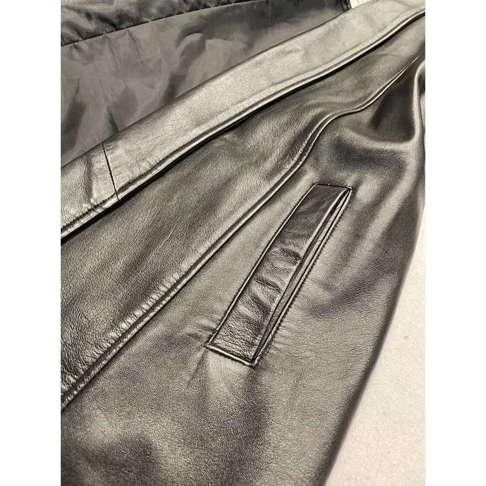 Twins‎ Leather Collection TLC Size M Open Coat Jacket Shawl Collar Longline